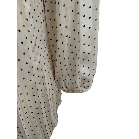 Rebecca Malone Womens 1X Champagne Polka Dot Balloon Plus Size Blouse - Picture 7 of 12